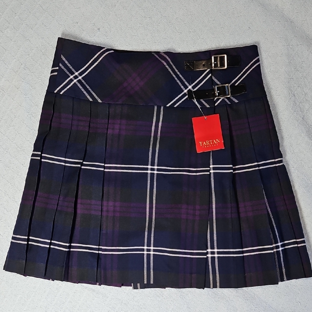 Tartan Women's Black and Purple Plaid Kilt Size 14/Medium